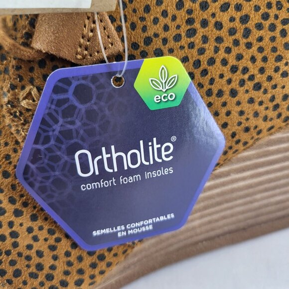 Women's Toms Tan Mini Cheetah Suede Wedge Booties With Ortholite Foam Size 10 NW - Picture 4 of 10